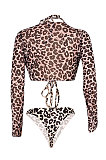 Net Yarn Leopard Bikini Three Pieces Swimsuits  YYZ532
