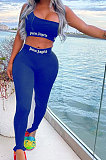 Pure Color Trendy Letter Printing Tight Sport Pants Sets MF6608