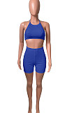 Bind Rib Sport Pure Color Casual Shorts Sets NK219
