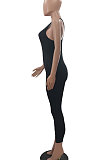 Euramerican Women Sexy Cultivate One's Morality Pure Color Bodycon Jumpsuits MF8803