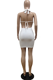 Fashion Sexy V Neck Net Yarn Joining Together Backless Package Buttocks Dress BM7148