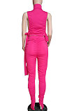 Pure Color Shirred Detail Open Fork Micro Flared Trousers Sport Casual Pants Sets WXY8831