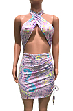 Sexy Print Fashion Colorful Bind Mini Dress BN9264