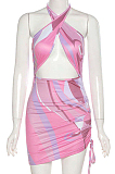 Sexy Print Fashion Colorful Bind Mini Dress BN9264