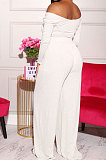 Long Sleeve Pure Color Loose Sexy Casual Straight Leg Pants Sets KZ160
