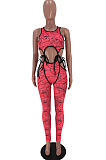 Digital Printing Sleeveless Long Pants Hollow Out Sexy Two-Piece ARM8253