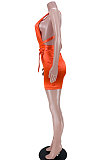 Sexy Reflective Fabric V Neck Ruffle Backless Mini Dress GL6363