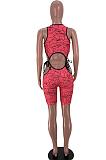Digital Printing Sleeveless Short Pants Hollow Out Sexy Two-Piece ARM8252