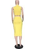 Fashion Prue Color Skirts Slotted Sleeveless Two-Piece HYY8058