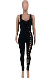 Sexy Prue Color Eyelet Bind Zipper Jumpsuits HG099