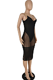 Fashion Sexy Sling Net Yarn V Neck Dresses YYZ531