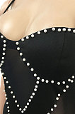 Euramerican Trendy Club Small sling Package Buttocks Sexy Net Yarn Mini Dress XZ5047