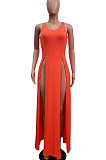 Sexy Side Open Fork Pure Color Long Dress SN043