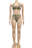 Sexy Bikini Net Yarn Leopard Slip Three Pieces Swimsuits XZ5067