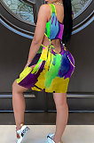 Sexy Women Tie Dye Bind Mini Dress NK224