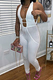 At Home Sexy Collect Waist Pure Color Bodycon Jumpsuits C3047
