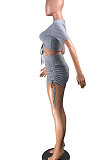 Fashion Casual Pure Color Shirred Detail Shorts Sets YR8070