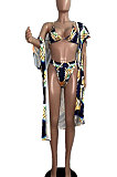 Swimsuit Digital Printing cardigan Shorts Sleeve Smock Three Pieces Swimsuits MDF5073