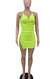 Pure Color Sexy Slip Mini Dress ABL6655
