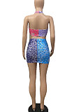 Positioning Printing Contrast Color Tight Skirt Fashion Sets ABL6654