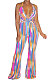 Trendy Sexy Dark V Backless Colorful Slip Printing Wide Leg Jumpsuits N9274