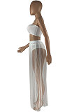 Euramerican Women Fashion Chest Wrap Net Yarn Skirts Three Pieces Swimsuits HR8162