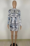 Fashion Sexy Digital Printing Long Sleeve Mini Dress DYF1037