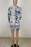 Fashion Sexy Digital Printing Long Sleeve Mini Dress DYF1037