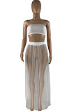 Euramerican Women Fashion Chest Wrap Net Yarn Skirts Three Pieces Swimsuits HR8162