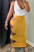 Prue Color Hole Hole Sexy Package Hip Long Dress WJ5203