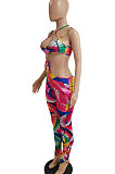 Colorful Printing Gallus Vest Personality Lace-Up Pants Sets DY6647