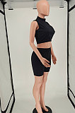 Fashion Women Casual Sleeveless Pure Color Tight Shorts Sets NL6047