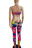 Colorful Printing Gallus Vest Personality Lace-Up Pants Sets DY6647