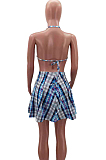 Fashion Personality Plaid Two-Piece Pleated Skirt HHM6502