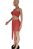 Bandeau Bra Mini Skirt Irregular Bind Net Yarn Perspective Sexy Club Suits Skirts Sets DY6997