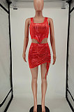 Fashion Women Printing Sleeveless Skirts Sets NL6045