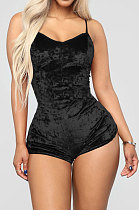 Hollow Out Sexy Cultivate One's Morality Velvet Gallus Romper Shorts R6421