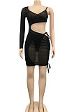 Fashion Sexy Net Yarn Perspective Bind Mini Dress XZ5086