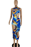 Fashion Sleeveless Print Sexy Hollow Out Dresses E8570