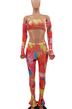 Printing Flare Leg Pants Sport Casual Two-Pieces MLD5013