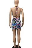 Summer Printing Vest Skirt Swimwear Two-Pieces AWL5852