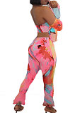 Printing Flare Leg Pants Sport Casual Two-Pieces MLD5013