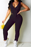 Pure Color Hooded Hollow Out Sexy Shirred Detail Pants Sets CN0094