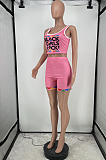 Fashion Pure Color Offset Printing Print Vest Two-Piece HG106