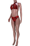 Trendy Casual Swimsuits Snakeskin Leopard Print Printing Sexy High Waist Bikini Two Pieces Swimsuits MDF5226