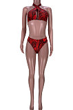 Trendy Casual Swimsuits Snakeskin Leopard Print Printing Sexy High Waist Bikini Two Pieces Swimsuits MDF5226