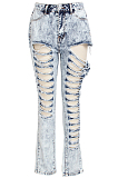 Fashion Cultivate One's Morality Hole There Is No Play High Waist Cowboy Pant SMR2293