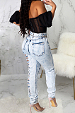 Fashion Cultivate One's Morality Hole There Is No Play High Waist Cowboy Pant SMR2293