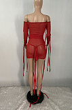 Sexy Women Net Yarn Bind Pure Color Mini Dress XQ1099