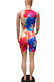 Sleeveless Casual Printing Tie Dye Vest Shorts Sets FM6201